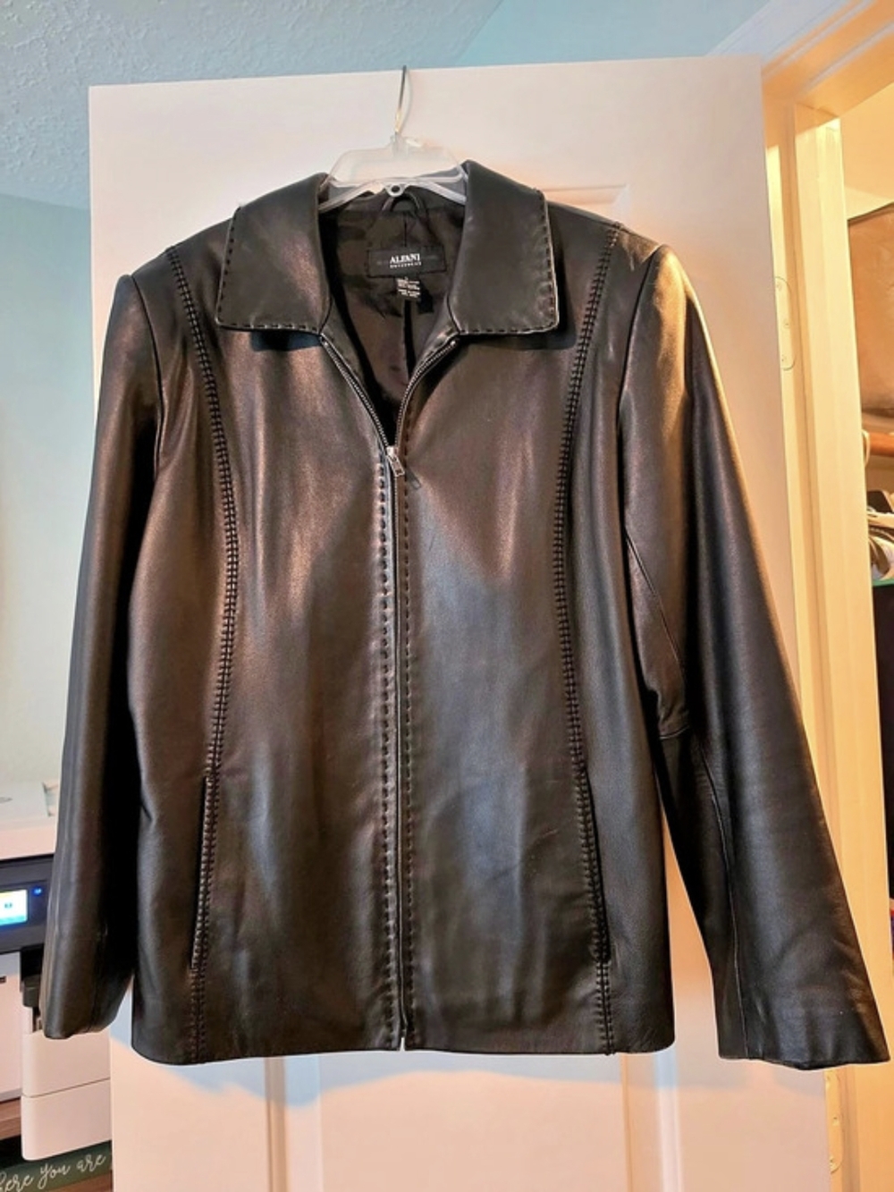 Alfani Women's Black Leather-Look Jacket Size Large